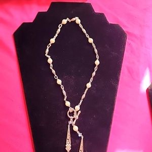 Necklace silver pearls rhinestones 18"l. Brighton designer